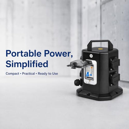 Power Distribution Box, Portable 125V Breaker Box with 6 x NEMA 5-20 Outlet, IP65 Weatherproof Temporary Power Outlet Box for Construction Sites, Factories and Workshops
