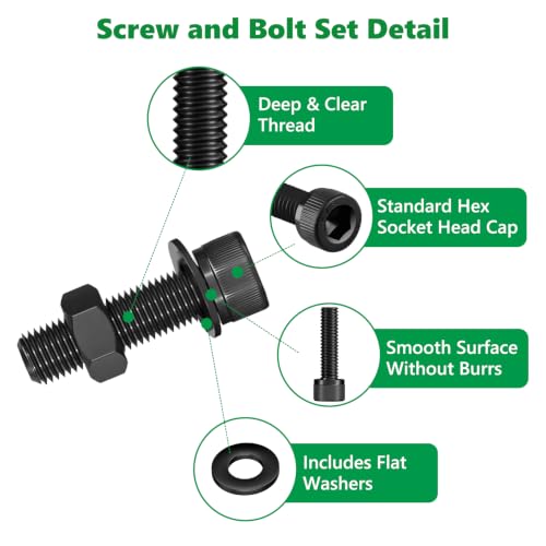 178PCS M6 Hex Socket Screw Assortment Kit, M6x8/10/12/16/20/25/30/35 mm - size: M6 178pcs 3