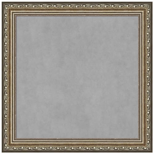 Amanti Art Silver Framed Magnetic Board, 14x14, Traditional Office Decor - size: 14"W x 14"H