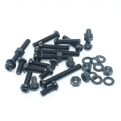 Metric M8 Nylon Black Phillips Pan Head Screw Nut & Flat Washer Kit - color: M8-Black