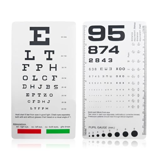 Pocket Eye Chart Dual Sided Snellen & Rosenbaum Vision Tester for Home, Office, School Use(2 Pack) - size: 2 Pack