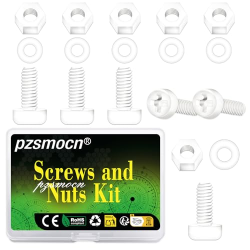 300 Pieces/100 Sets 15mm M3x15 mm Nylon White Screw Nut Washer Kit - size: M3*15 mm, style: White Phillips Head Screws