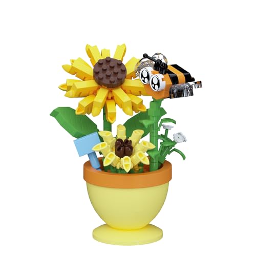 Sunflower bee Mini Flower Bonsai Building Toy Set - style: Sunflower bee