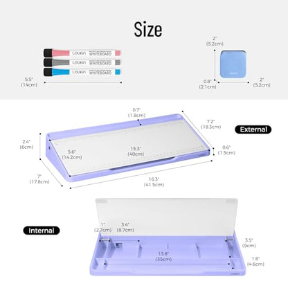 loukin Glass Desktop Whiteboard, 15.3" x 5.6" Dry Erase Desk Board, Purple - color: Purple