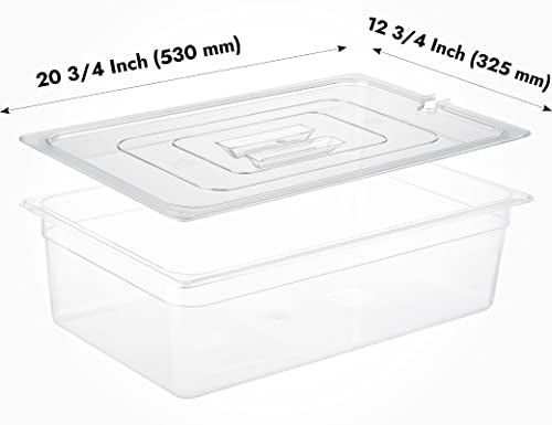 CURTA 6 Pack NSF Notched Food Pan Cover, Full Size Clear Polycarbonate Lid with Handle for Commercial Food Pan, Dishwasher & Freezer Safe Plastic Clear - color: Full Size, size: Handled & Notched Lids