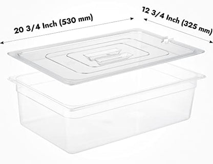 CURTA 6 Pack NSF Notched Food Pan Cover, Full Size Clear Polycarbonate Lid with Handle for Commercial Food Pan, Dishwasher & Freezer Safe Plastic Clear - color: Full Size, size: Handled & Notched Lids