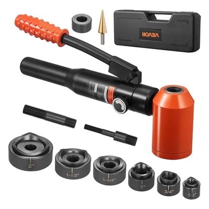 VEVOR Knockout Punch Set, 10 Ton Hydraulic Knockout Set, 1/2" to 2" KO Tool Kit Hole Making Tool, KO Tools Kit W/6 Dies for Metal Electrical Cabinets, Electrical Control Cabinets, Switch Cabinets - style: 10 Ton Hydraulic Knockout Set