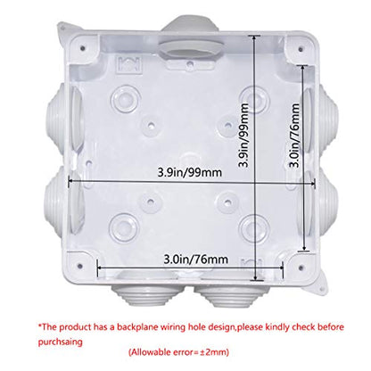 Junction Box, Zulkit ABS Plastic Dustproof Waterproof IP65 Universal Electrical Boxes Project Enclosure White 3.9 x 3.9 x 2.8 inch(100 x 100 x 70mm) - size: 3.9" x 3.9" x 2.8"