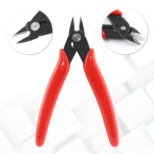 Bivethoi 3pcs Micro Wire Cutters Flush Cut Snips, 5 Inch, Red - color: Red