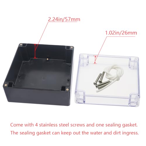 Project Box IP65 Waterproof Junction Box ABS Plastic Black Electrical Boxes DIY Electronic Project Case Power Enclosure Clear Cover 6.3"x6.30"x3.54" - color: Clear, size: 6.3"x6.30"x3.54"