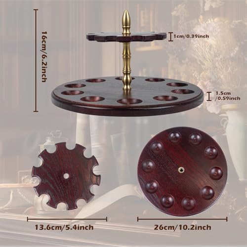 WodGod Tobacco Pipe Stand Holder,Wooden Tobacco Pipe Stand Holder Rack for 10 Tobacco Pipes