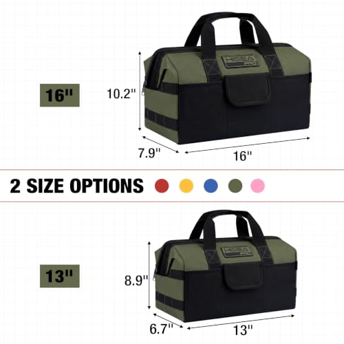 HISEA 3 Pack Heavy Duty Tool Bag, 16-Inch Waterproof Tools Organizer Tote - color: Red, Navy, Green, size: 16 Inch