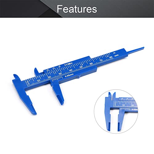 Utoolmart Vernier Caliper 80mm / 3.1-inch Plastic Measuring Tool for Precision Measurements Outside Inside Depth (Blue) 5 Pcs - size: 80mm Blue