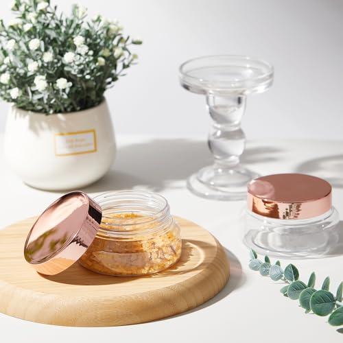24 Pack Plastic Cosmetic Jars with Lids Label, 5 oz, Clear, Rose Gold - color: Clear, Rose Gold, size: 5 oz