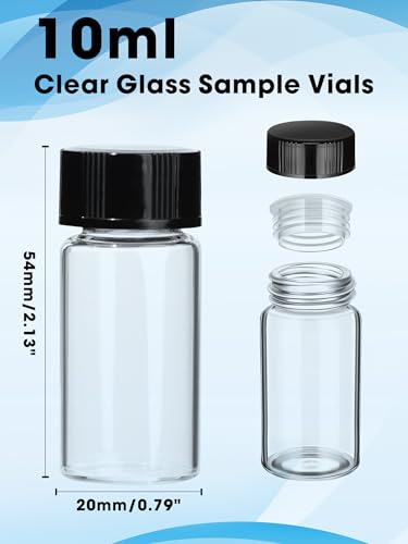 10ml Clear Small Glass Vials with Screw Caps for Essential Oil, 10 Pcs - size: 10ml-10pcs