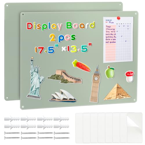 MAXECHO 2 Pack Sage Green Magnetic Bulletin Board, 17.5"x13.5" Magnet Boards for Wall, Cabinet to Display Photos, Notes - color: Green