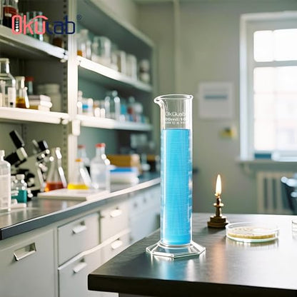 Graduated Cylinder, 2pcs of Vol.500ml, Borosilicate 3.3 Glass Cylinder, Lab Cylinders Glass Measuring Cylinder,MCG500A2 - style: 2 Pcs of 500ml