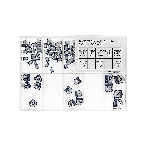 8 Values Total 95 Pieces 16V SMD Electrolytic Capacitor Kit 10uF 22uF 47uF 100uF 220uF 330uF 470uF 1000uF