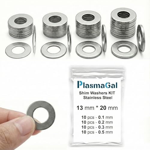 14x20mm Shim Washers Kit M14x20 Stainless Steel 40pc 0.1-0.5mm - size: 14x20