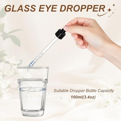 PATIKIL Glass Eye Dropper w/Measurement mark for 3.4oz Glass Bottles 10Pcs - color: Black/Black Top, size: 3.4oz