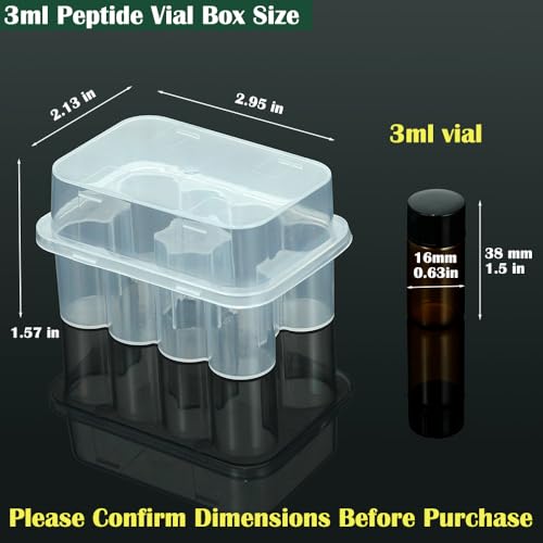 2-Pack Peptide Case for Fridge, 3 mL Vial Holder for Refrigerator, 10-Slot Insulin & Peptide Holder Each, 20 Slots Total, Semi-Transparent Vial Storage Case for Diabetic Care - size: 2-PACK
