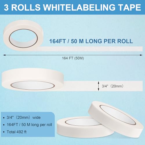 Glenmal Laboratory Labeling Tapes, 164 Ft x 3/4 Inch, White, 3 Rolls - color: White