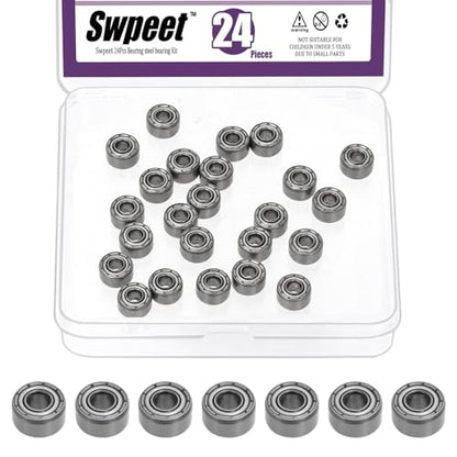 Swpeet 24Pcs 693ZZ Ball Bearings Assortment Kit, 3 x 8 x 4mm Bearing Steel Deep Groove Bearings, Miniature Bearings, Double Shielded - size: 693ZZ-24PCS, style: Bearing Steel