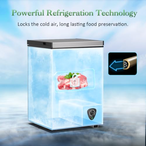 LifePlus Chest Freezer 4.0 Cubic Feet with Removable Storage Basket, Deep Freezer 7 Adjustable Temperature, Energy Saving, Super Quiet for Garage, Office, Kitchen, or Apartment - color: Gray