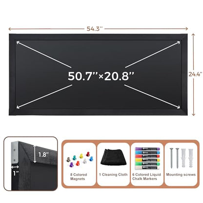 SELEAD Magnetic Chalkboard Words Sign - 55" x 25", Black Solid Wood Frame - color: All Black, size: 25"W x 55"H