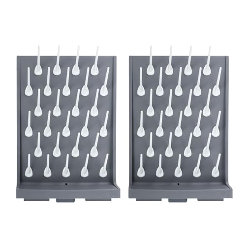 2 Pcs Lab Drying Rack, 27 Pegs Drying Rack for Lab Glassware and Bottles, Wall Mounted Lab Supply Pegboard Bench, Laboratory Draining Dryer Stand for Countertop Detachable PP Test Tube Drying Rack - color: Gray, size: 2Pcs-27 Pegs