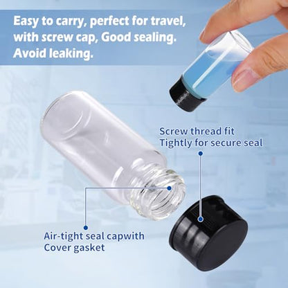 50ml Clear Glass Vials with Screw Caps and Plastic Stoppers 50PCS, Small Liquid Sample Vial, Test Tubes, Leak-Proof Vial - size: 50ML-50PCS