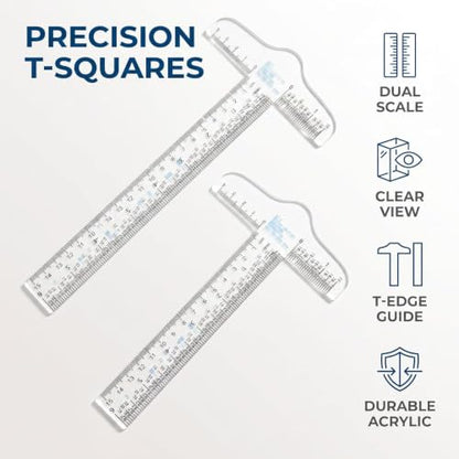 Clear Acrylic T-Square Ruler, T Square Ruler, Drafting Tools, Drafting T, T Transparent for Crafting and Drafting,Education and Crafts (6 Inches)