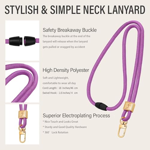 Fishent Lanyard, Cute Neck Lanyards for Keys ID Badges Holder, Keychain Key Teacher Lanyard with Safety Breakaway Buckle for Women Men, Dark Violet - color: Dark Violet
