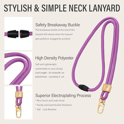 Fishent Lanyard, Cute Neck Lanyards for Keys ID Badges Holder, Keychain Key Teacher Lanyard with Safety Breakaway Buckle for Women Men, Dark Violet - color: Dark Violet