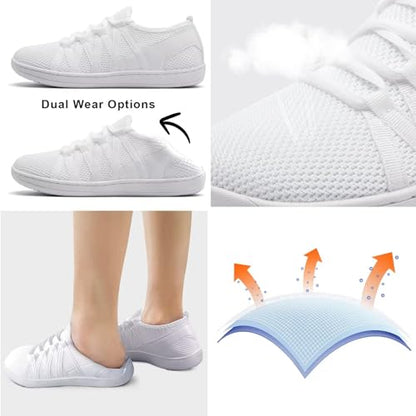 Linenghs Womens Barefoot Shoes Wide Width Toe Box Zero Drop Sneakers - color: B White, size: 7 Wide