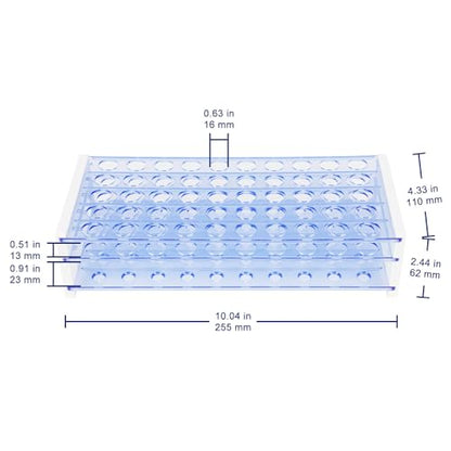 Labasics Test Tube Rack, 3-Tier Detachable Blue Plastic Test Tube Rack Tube Holder Stand Rack for Laboratory Scientific Experiments, 0.63 in 50-Place - size: 0.63 in