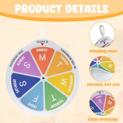 Days of the Week Wheel Homeschool Toddler Activities Montessori Calendar Days Spinner Wheel Tracing Kids Preschool Calendar Today is Day of the Week - color: Days of the Week Multicolor