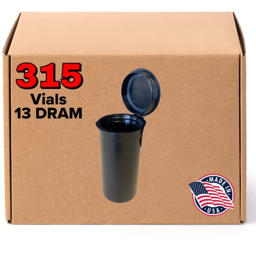 13 Dram Plastic Pop Top Containers, Black, 315 Qty
