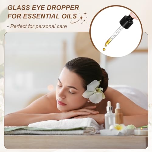 PATIKIL Glass Eye Dropper w/Measurement mark for 3.4oz Glass Bottles 10Pcs - color: White/Black Top, size: 3.4oz