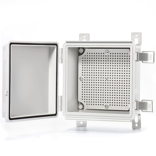 QILIPSU Waterproof Junction Box IP67 Outdoor Plastic Electrical Project Enclosure Weatherproof with Mounting Plate, Wall Brackets, Hinged Grey Cover 5.9"x5.9"x3.5" - color: Grey Cover, size: 5.9"x5.9"x3.5"