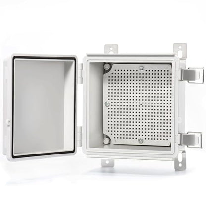 QILIPSU Waterproof Junction Box IP67 Outdoor Plastic Electrical Project Enclosure Weatherproof with Mounting Plate, Wall Brackets, Hinged Grey Cover 5.9"x5.9"x3.5" - color: Grey Cover, size: 5.9"x5.9"x3.5"