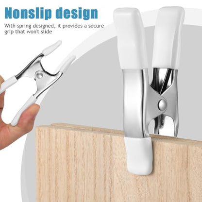 Generic 4PCS White Spring Clamps, 4'' Backdrop Clips with Steel Spring for Strong Grip, Hold Backdrops, Wood, Fabric & Crafts – for Photography Studio, Woodworking, Home Decor, 3.93×2.95×0.79 in"