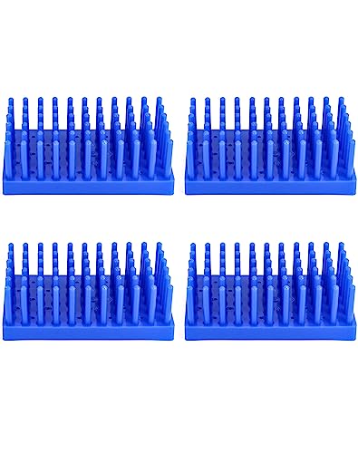 QWORK Test Tube Rack, Plastic Spike Drying Rack Holds, 4 Pack, 66-Position, for 12-16 mm Tubes, Blue - color: 4 Pack