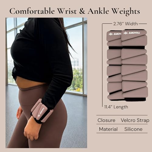 Wrist & Ankle Weights for Women – 2 lb Total, 1 lb Each | Weighted Bangles - color: Latte