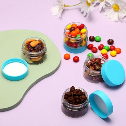 Patelai 4 Pcs Plastic Jars with Lids, Blue, 1 oz, Wide Mouth - color: Blue, size: 1 oz