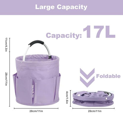Cleaning Caddy with Handle, Cleaning Supplies Organizer Collapsible Bucket - color: Purple