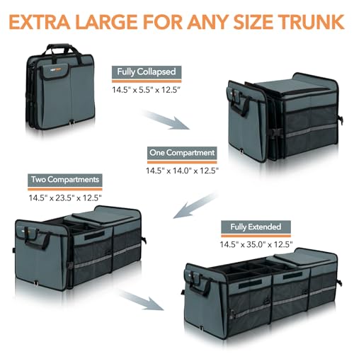 HEYTRIP Large Trunk Organizer with Built-in Leakproof Cooler Bag, Gray - color: Gray