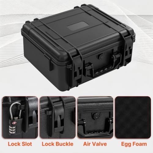 TORIBIO Hard Carrying Case with Foam, Shockproof Storage Box 13"x10.6"x5.2" - size: 13" x 10.6" x 5.2"