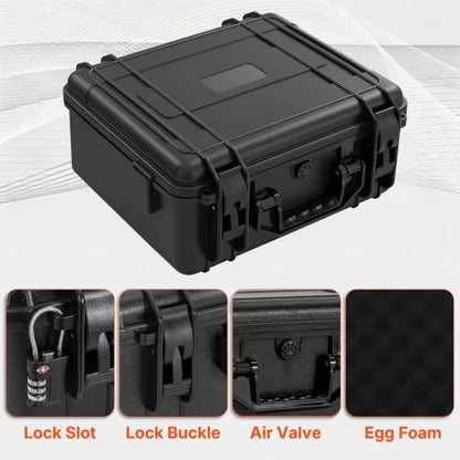 TORIBIO Hard Carrying Case with Foam, Shockproof Storage Box 13"x10.6"x5.2" - size: 13" x 10.6" x 5.2"
