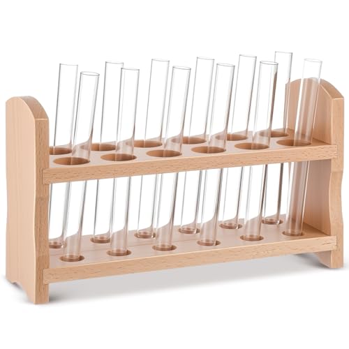CroBlissful Wooden Test Tube Rack Accommodates Multiple Tubes up to 28mm 10.2" Wide Laboratory Wood Construction Test Tube Holder(1 Pcs,12 Holes) - style: 12 Holes